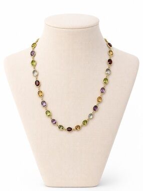 14K Gold Multi Gemstone Necklace – Made in Italy
